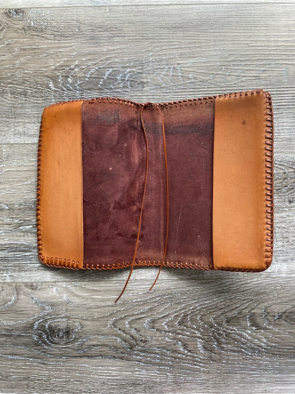 Handcrafted and Tooled Tan & Dark Brown Leather Journal/Book Cover - Picture 4 of 6